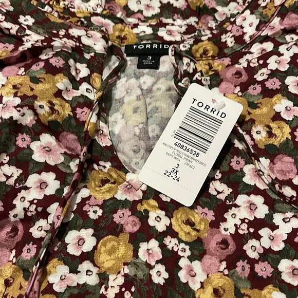 NWT torrid plus size 3 Mini Stretch Challis Front Keyhole Dress floral POCKETS - Picture 5 of 5